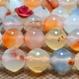 Dendritic Agate Diamond Faceted Round Beads Gemstone Bracelet