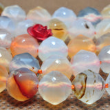Dendritic Agate Diamond Faceted Round Beads Gemstone Bracelet