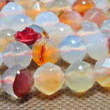 Dendritic Agate Diamond Faceted Round Beads Gemstone Bracelet