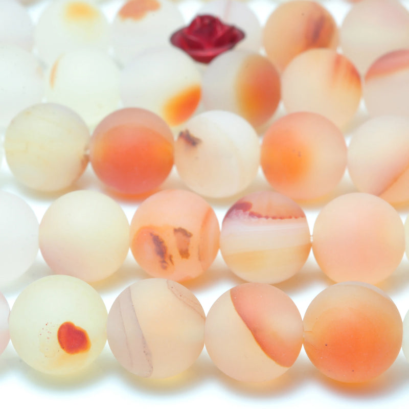 Dendritic Agate Matte Round Beads Gemstone Bracelet Necklace DIY Jewelry