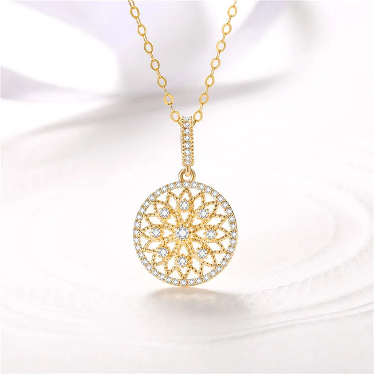 18K Yellow Diamond Pendant Necklace for Women
