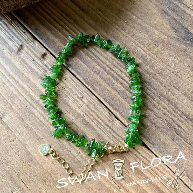 Green Diopside Bracelet Stone Beads 5-8mm Gravel Shape Jewelry