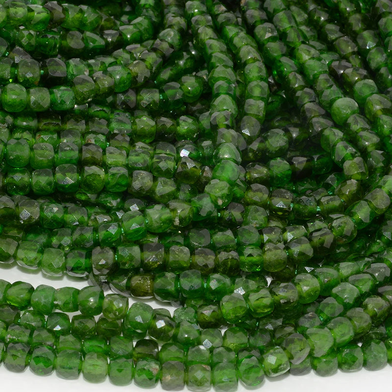 Natural Diopside Irregular Cube Beads 4mm