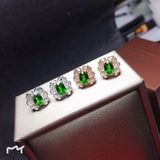 Natural Diopside S925 Earrings And Small Leaves Fine Jewelry for Women's Wedding