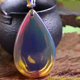 Dominica Amber Pendant Water Drop Necklace for Men and Women