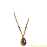 Dominica Amber Pendant Water Drop Necklace for Men and Women