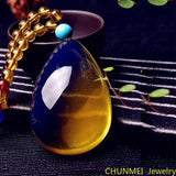 Dominica Amber Pendant Water Drop Necklace for Men and Women
