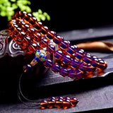 Dominica Lamper 108 Beads Bracelet Violet Honey Wax Amber Beads Bracelet