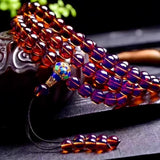 Dominica Lamper 108 Beads Bracelet Violet Honey Wax Amber Beads Bracelet