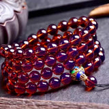 Dominica Lamper 108 Beads Bracelet Violet Honey Wax Amber Beads Bracelet