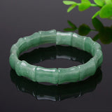 Natural Bamboo Green Jade Bracelet Men's Women's Health Care Gemstone Bangle