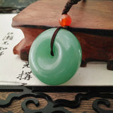 Natural DongLing Jade Pendant Drop Amulet Pair Safety Button Necklace