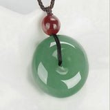 Natural DongLing Jade Pendant Drop Amulet Pair Safety Button PingAnKou Necklace