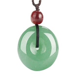Natural DongLing Jade Pendant Drop Amulet Pair Safety Button PingAnKou Necklace