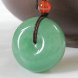 Natural DongLing Jade Pendant Drop Amulet Pair Safety Button PingAnKou Necklace