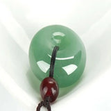 Natural DongLing Jade Pendant Drop Amulet Pair Safety Button PingAnKou Necklace