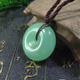 Natural DongLing Jade Pendant Drop Amulet Pair Safety Button PingAnKou Necklace