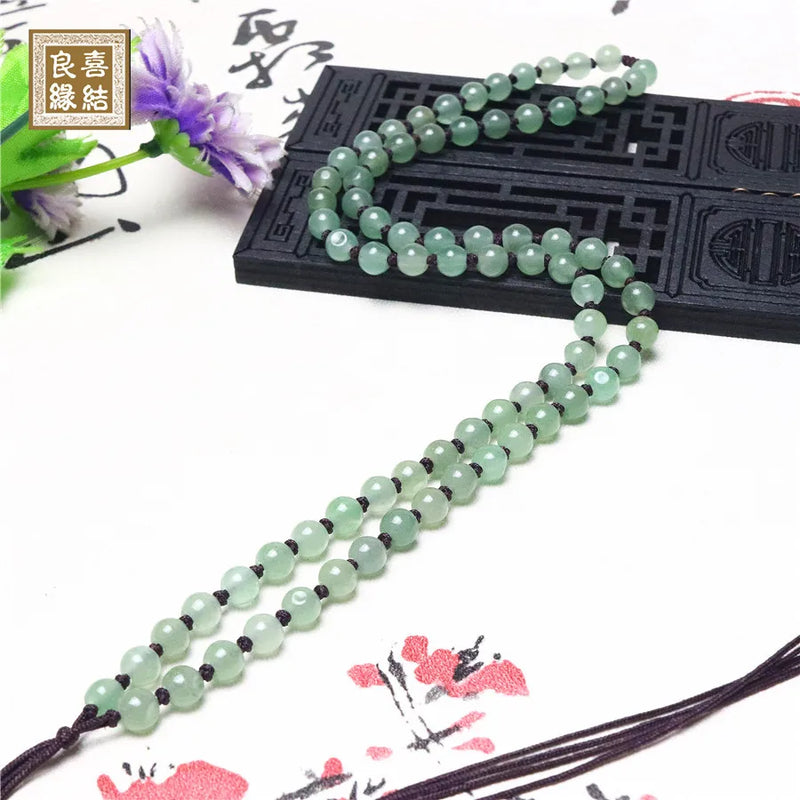 Natural Dongling 6mm Beads Hand Woven Necklace Rope Agate Pendant