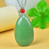 Dongling Jade Water Drop Pendant Necklace - Hand-Carved Jadeite Jewelry