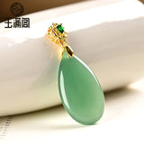 Dongling Jade Water Drop Pendant Necklace - Hand-Carved Jadeite Jewelry