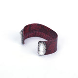 Natural Double Freshwater Pearl Charm Leather Bangle Cuff