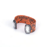 Natural Double Freshwater Pearl Charm Leather Bangle Cuff