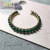 Natural Malachite Double Row Wire Craft Crystal Bracelet