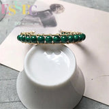 Natural Malachite Double Row Wire Craft Crystal Bracelet