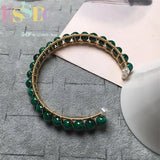 Natural Malachite Double Row Wire Craft Crystal Bracelet