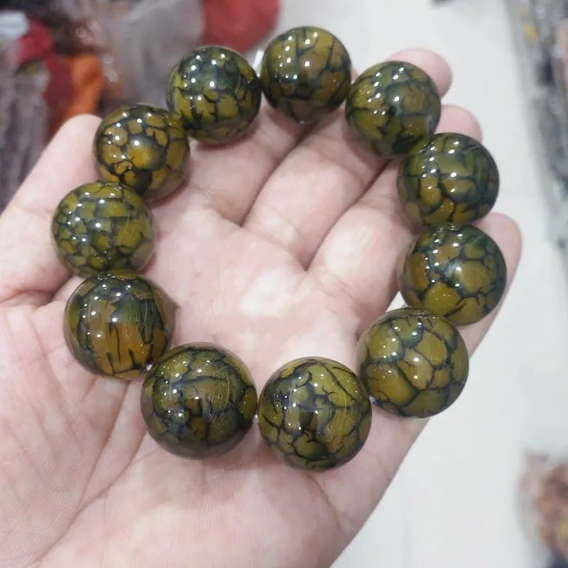 Dragon Agate Bracelet for Men 20MM Ethnic Jewelry