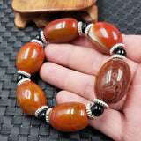 Natural Dragon Agate Beads Bracelet for Men Red Jade Jewelry