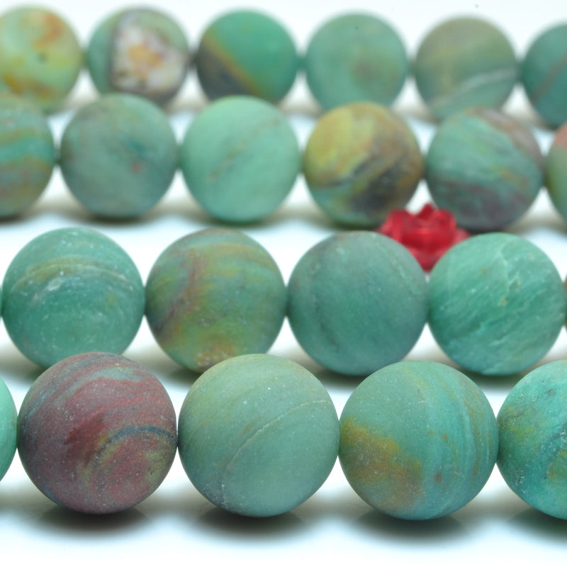 Dragon Blood Jade Matte Round Loose Beads Bracelet Necklace