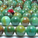 Dragon Blood Jade Smooth Round Loose Beads Green Gemstone Bracelet Necklace