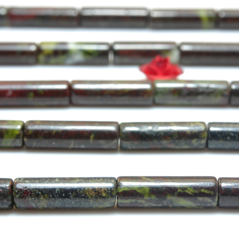 Dragon Bloodstone Smooth Tube Loose Beads Gemstone Bracelet Necklace DIY