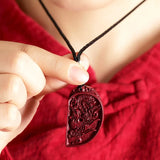 Dragon Phoenix Cinnabar Pendant Necklace Amulet Crystal Jewelry