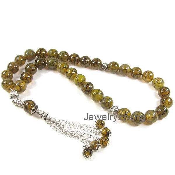 Dragon Vein Stone Round 33 Prayer beads Islamic Muslim Tasbih Allah