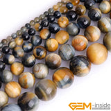 Natural Lace Tiger Eye Round Loose Beads 15 Inch Strand