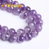 Natural Amethyst Crystals Beads Round Loose Charm Beads