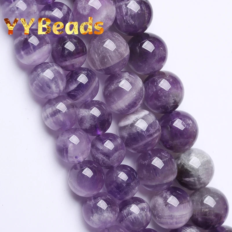 Natural Amethyst Crystals Beads Round Loose Charm Beads