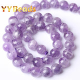 Natural Amethyst Crystals Beads Round Loose Charm Beads