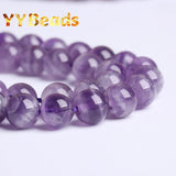 Natural Amethyst Crystals Beads Round Loose Charm Beads