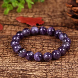 Natural Dream Stripe Dog Tooth Amethyst Bracelet 10MM Round Amethyst Beads