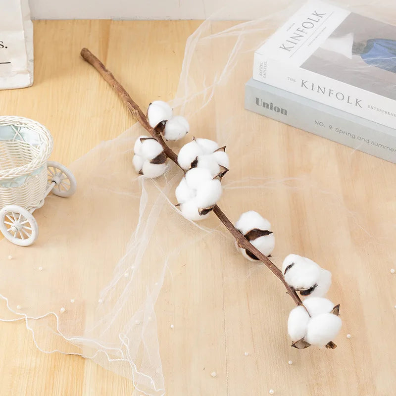 Natural Dried Cotton Flowers DIY Artificial Flowers Bouquet Home Decor