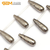Natural Gray Pyrite Stone Beads Loose Top Drilled Beads for Jewelry Making