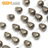 Natural Gray Pyrite Stone Beads Loose Top Drilled Beads for Jewelry Making