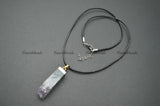 Drusy Amethyst Square Strip Pendant Crystal Healing Jewelry
