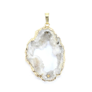 Druzy Agate Crystal Pendant Irregular Stone Metal Specimen for Jewelry Making