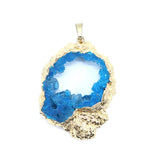 Druzy Agate Crystal Pendant Irregular Stone Metal Specimen for Jewelry Making