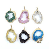 Druzy Agate Crystal Pendant Irregular Stone Metal Specimen for Jewelry Making