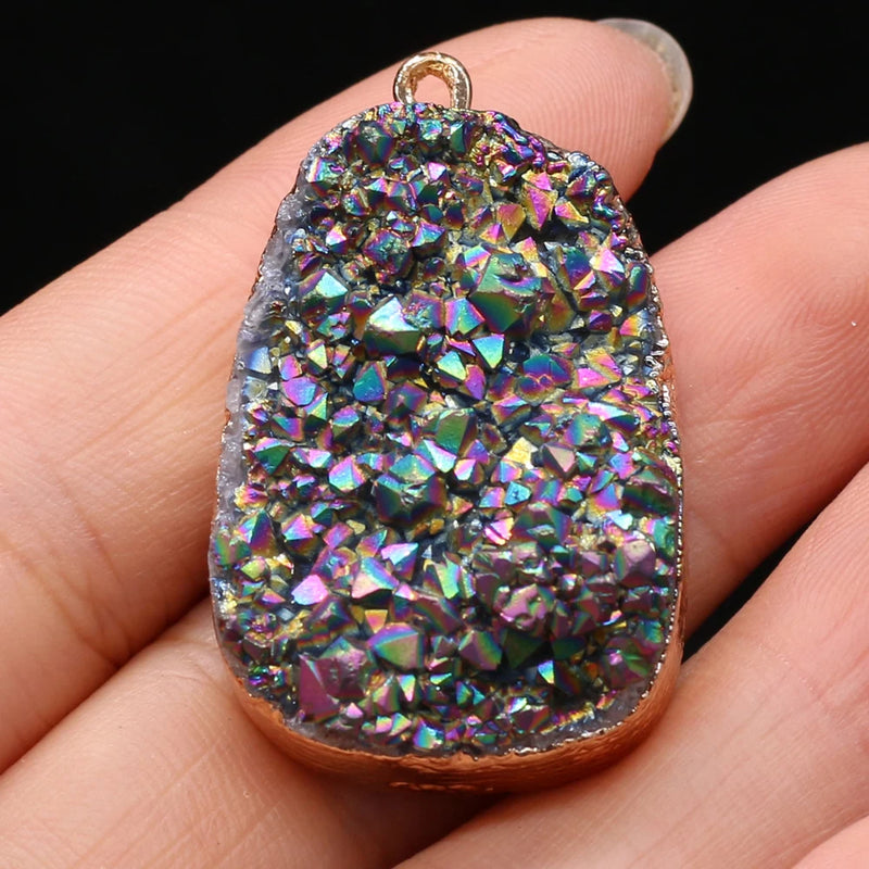 Druzy Agates Pendant Labradorite for DIY Necklace Bracelet 22x35mm